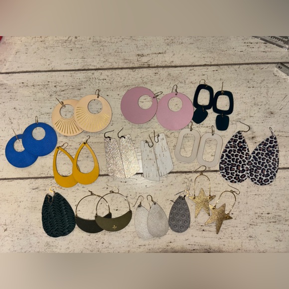 Nickel & Suede Jewelry - Set of 19 Nickel & Suede earrings.